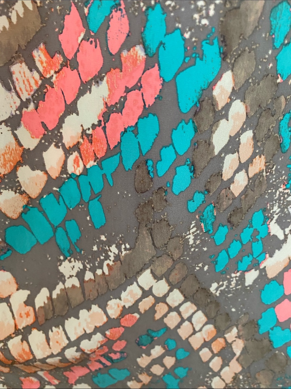Alice & Trixie silk Coral Turquoise Miami Abstract Print Front Slit Maxi size L - Picture 13 of 14